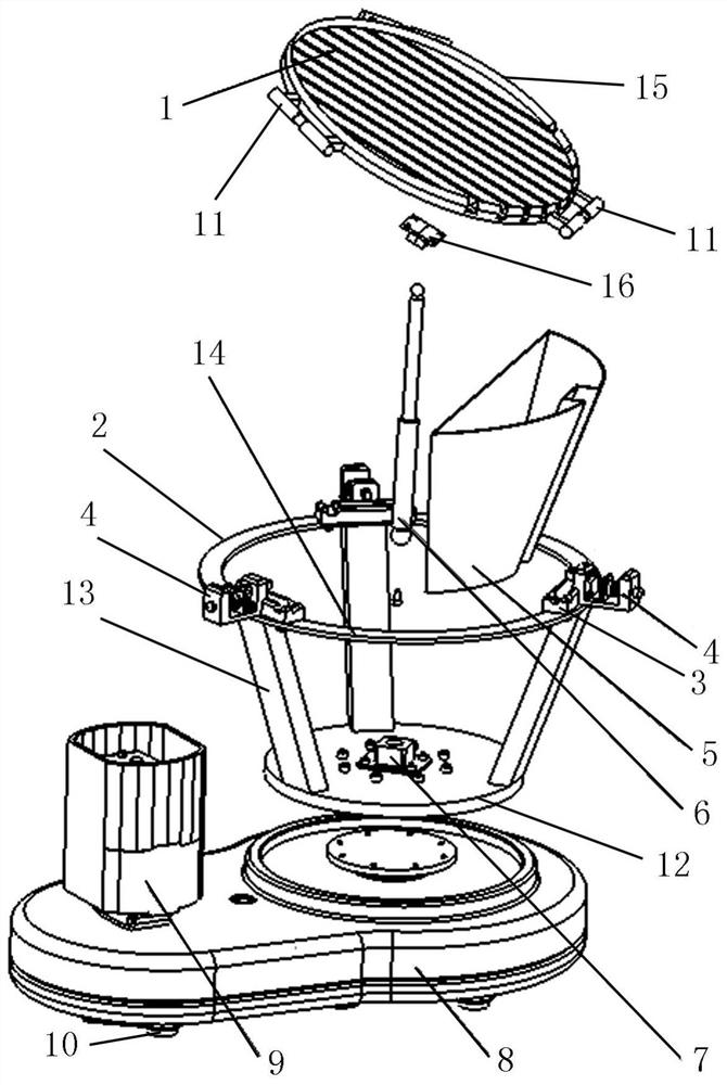 Laser cladding workpiece clamping device having powder recovering function