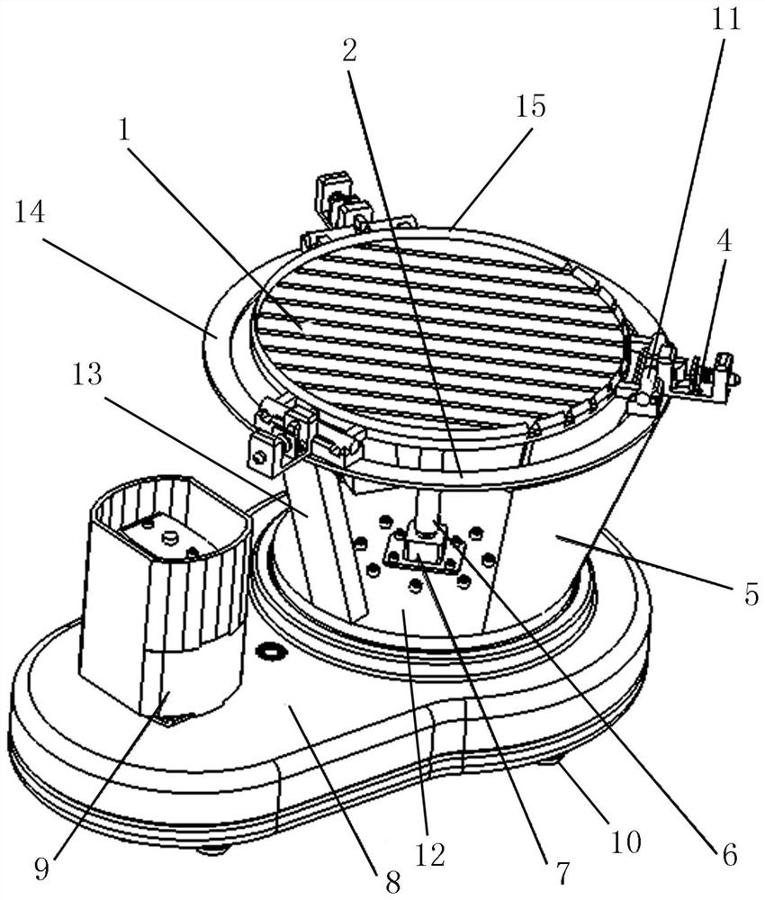 Laser cladding workpiece clamping device having powder recovering function