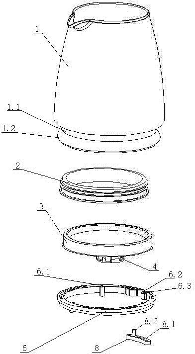 Sealed and fixed structure of glass kettle and its assembly method