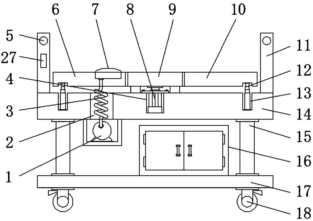 Surgical nursing bed automatically adjustable in height