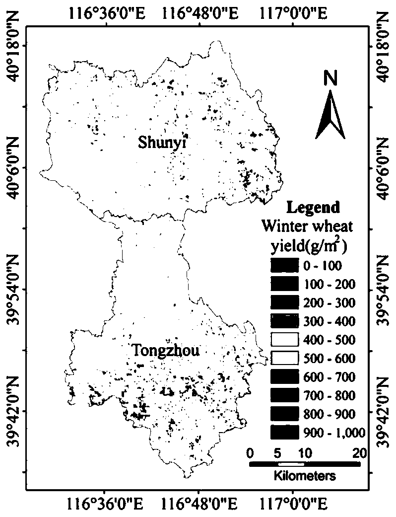 Winter wheat yield estimation method based on short-period remote sensing area data