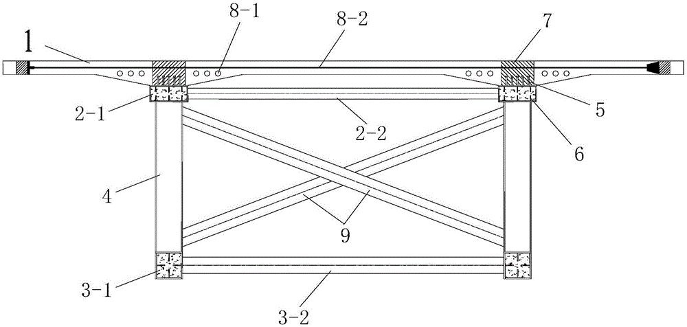 Assembly type rectangular concrete-filled steel tube composite truss girder bridge and construction method thereof