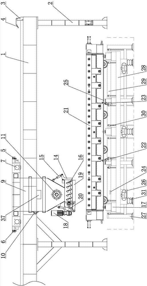 Pre-tensioning method prestressed concrete track board production line pouring vibrating system and application thereof