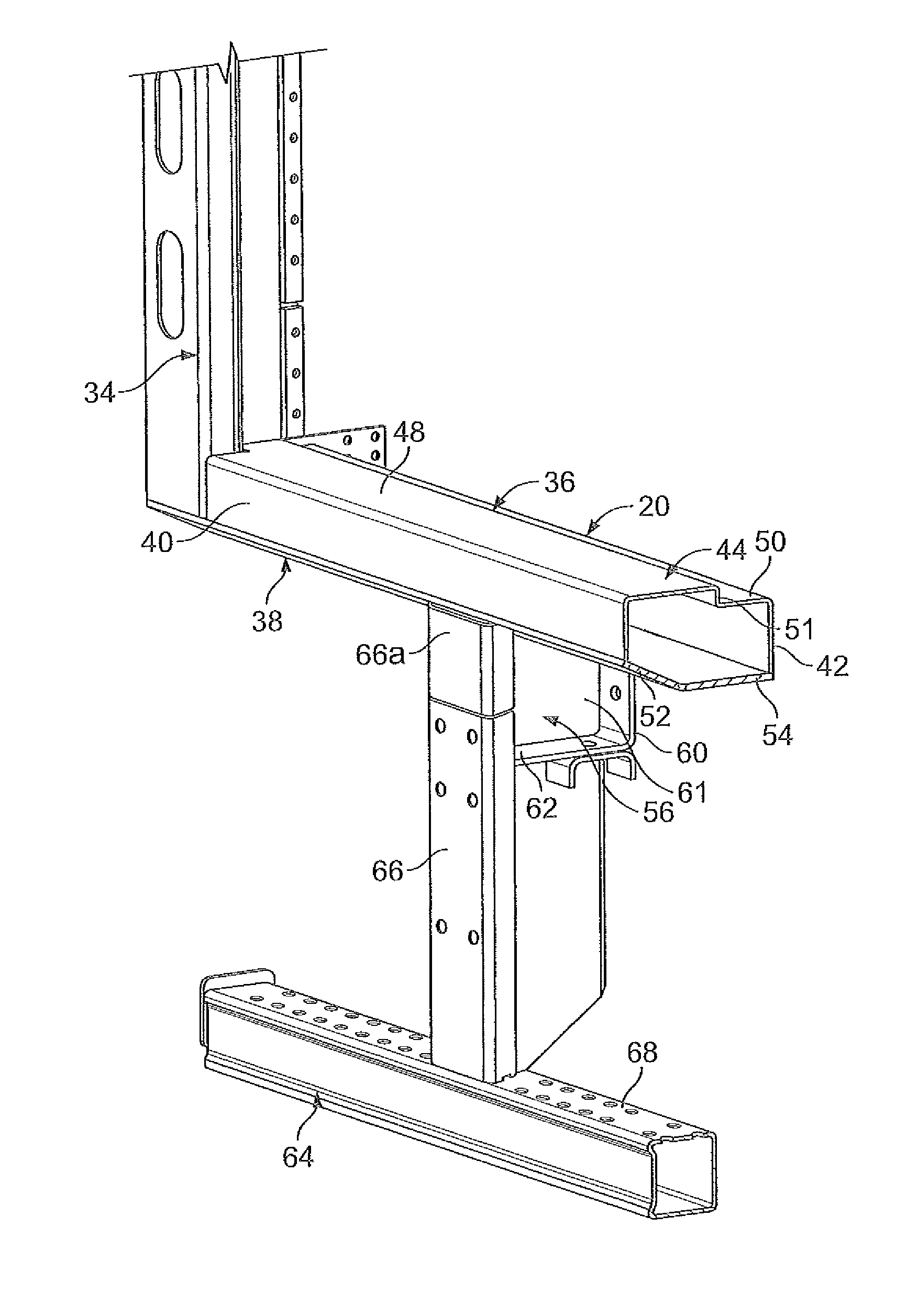 Trailer rear door frame with angled rear sill