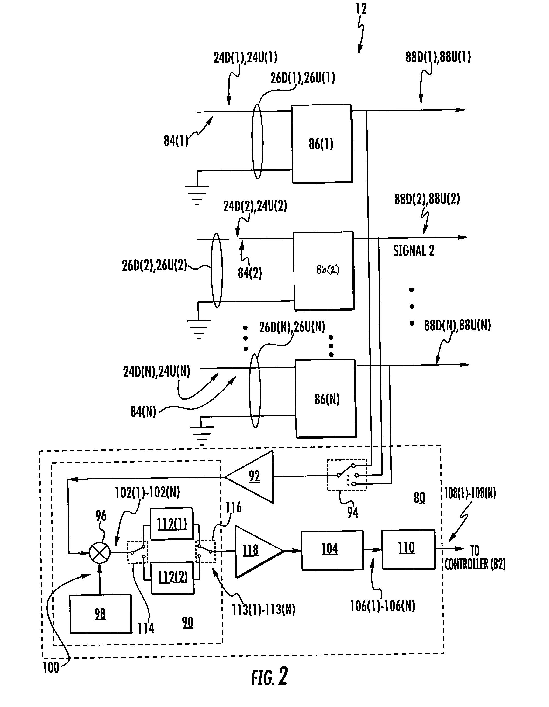 Determining noise levels in frequency band(s) in distributed antenna systems and adjusting frequency band(s) of communications signals in response, and related components, systems, and methods