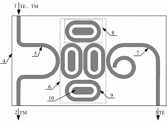 Track-shaped structure terahertz wave polarization beam splitter