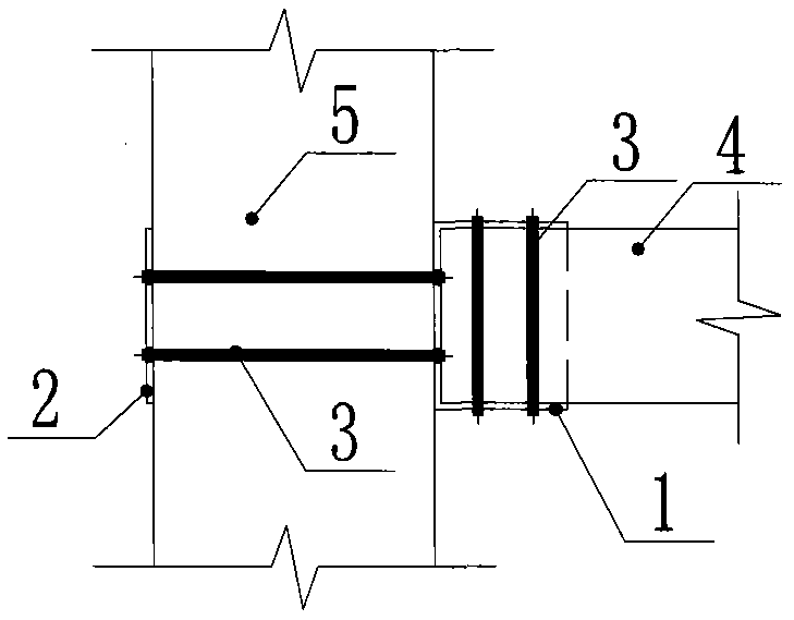 U-shaped-hoop joint connector of main beam and auxiliary beam of recombinant-bamboo frame