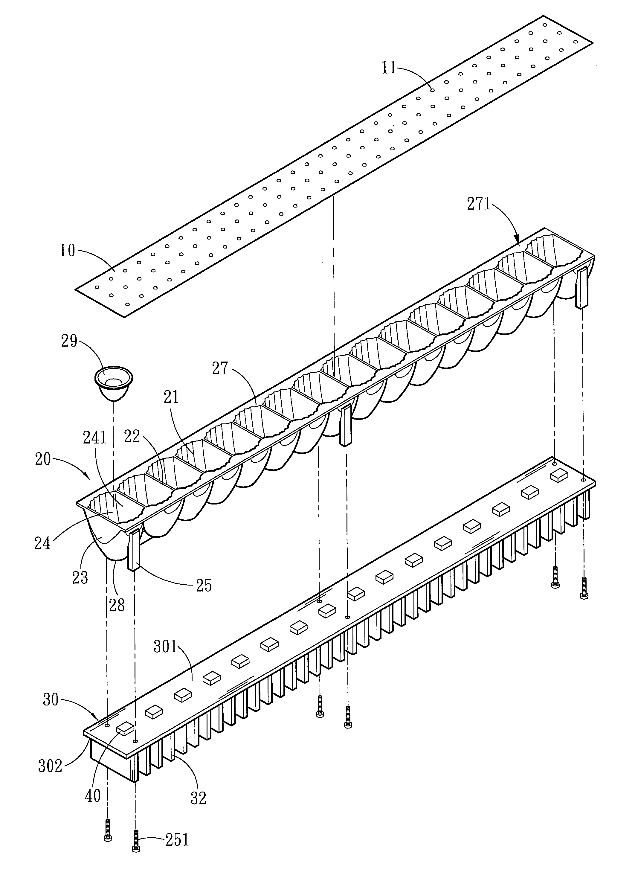 LED lamp set for enhancing illumination and eliminating ghost images