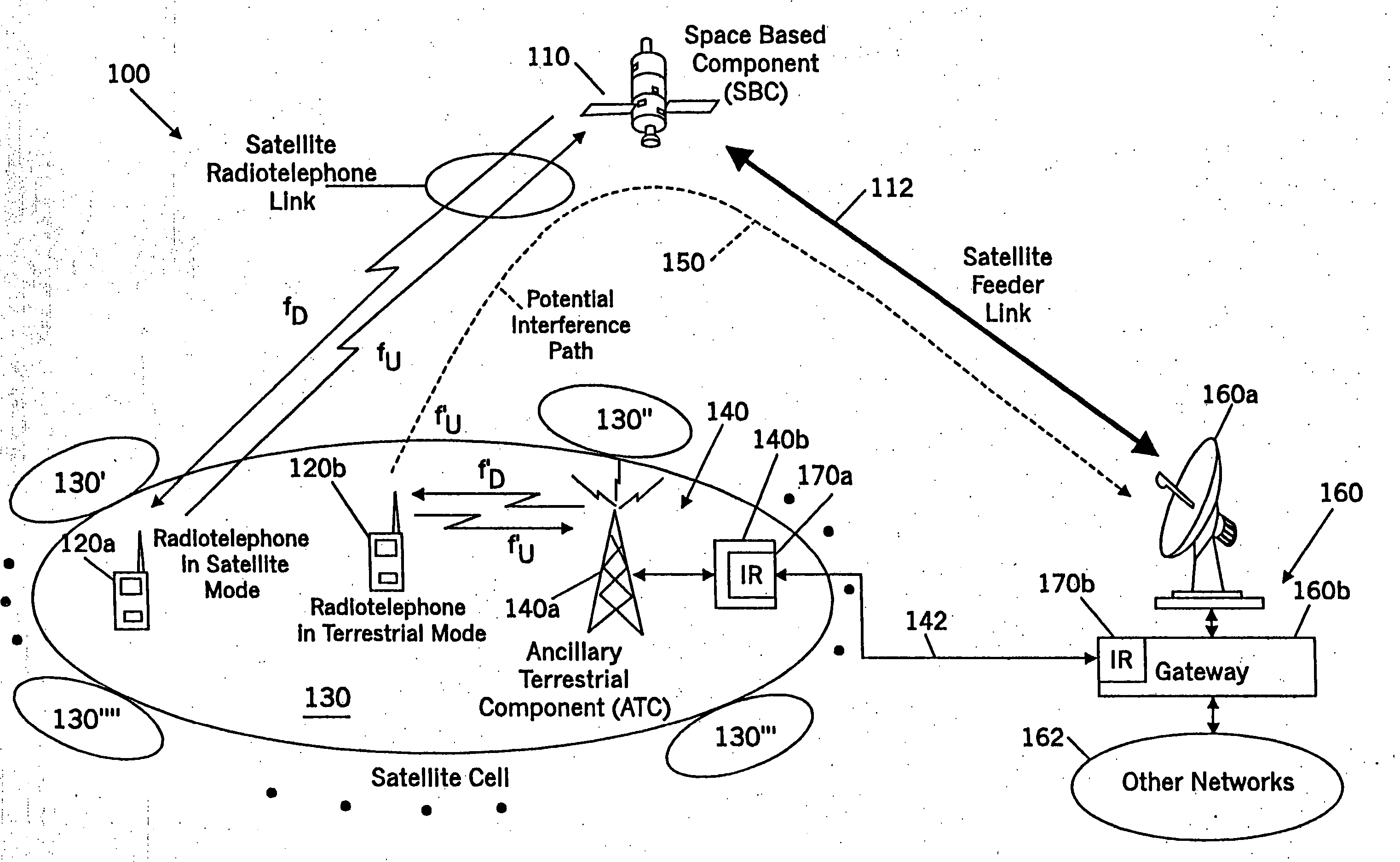 Space-based network architectures for satellite radiotelephone systems