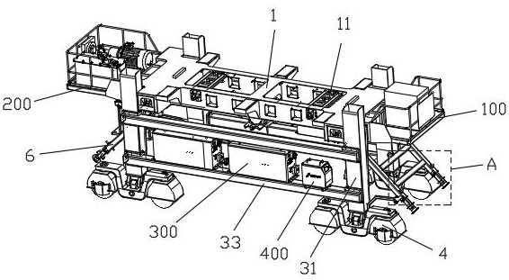 Trackless deformation portal lifting device