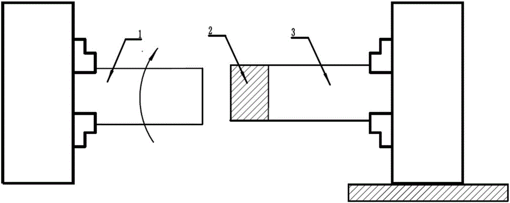 Aluminum copper dissimilar metal rotation friction welding method added with middle layer