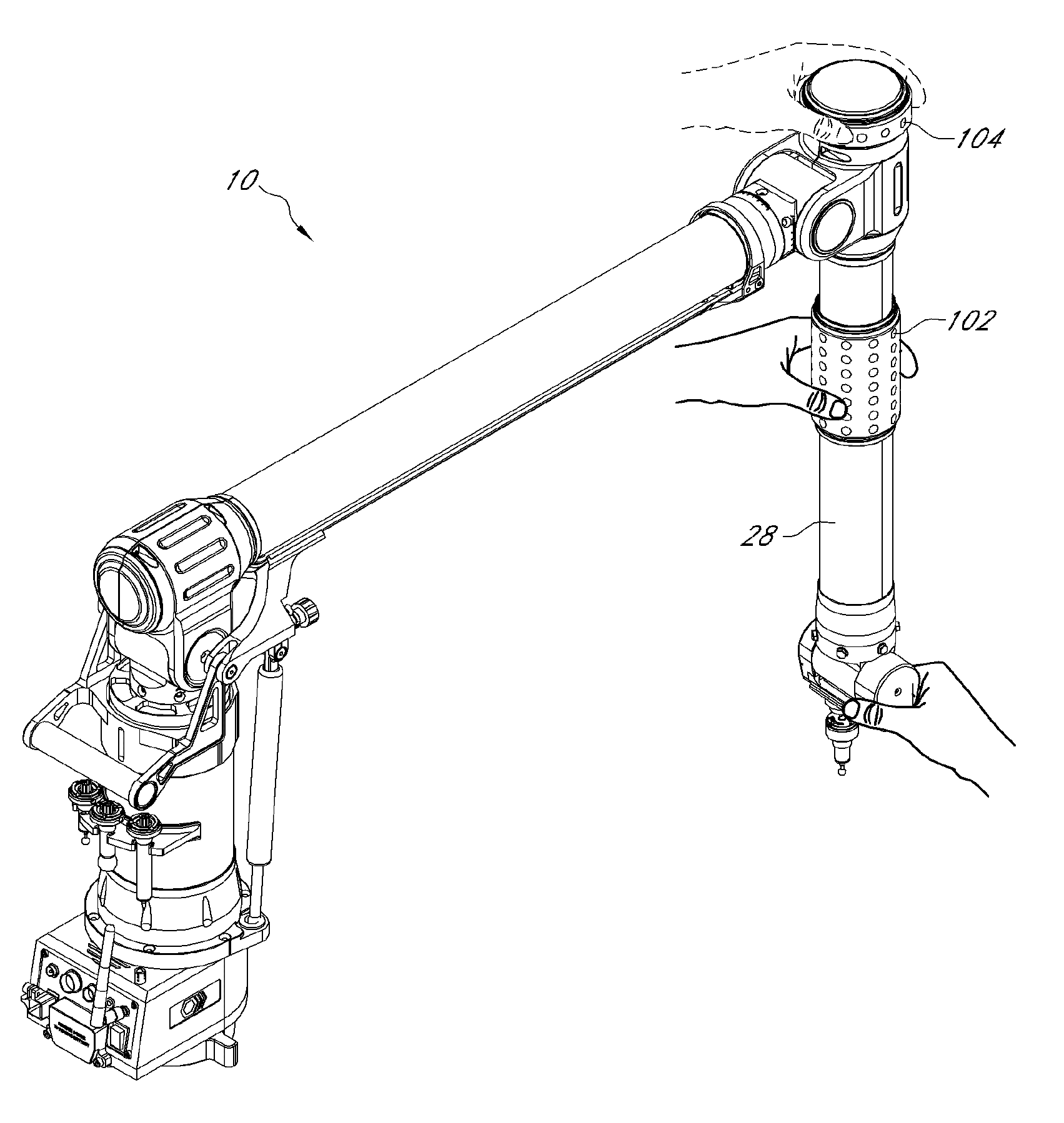 Coordinate measuring machine with rotatable grip