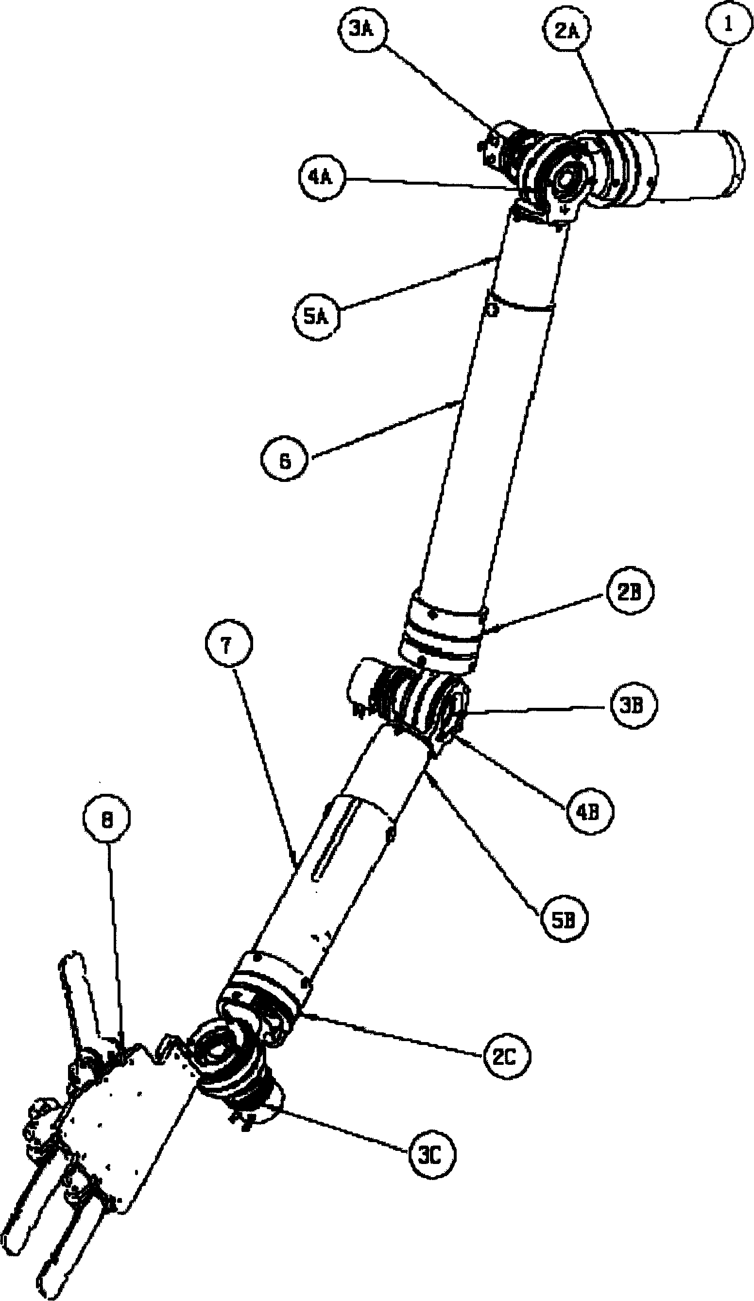 Six-freedom remote control arm with gravity compensation and length regulation