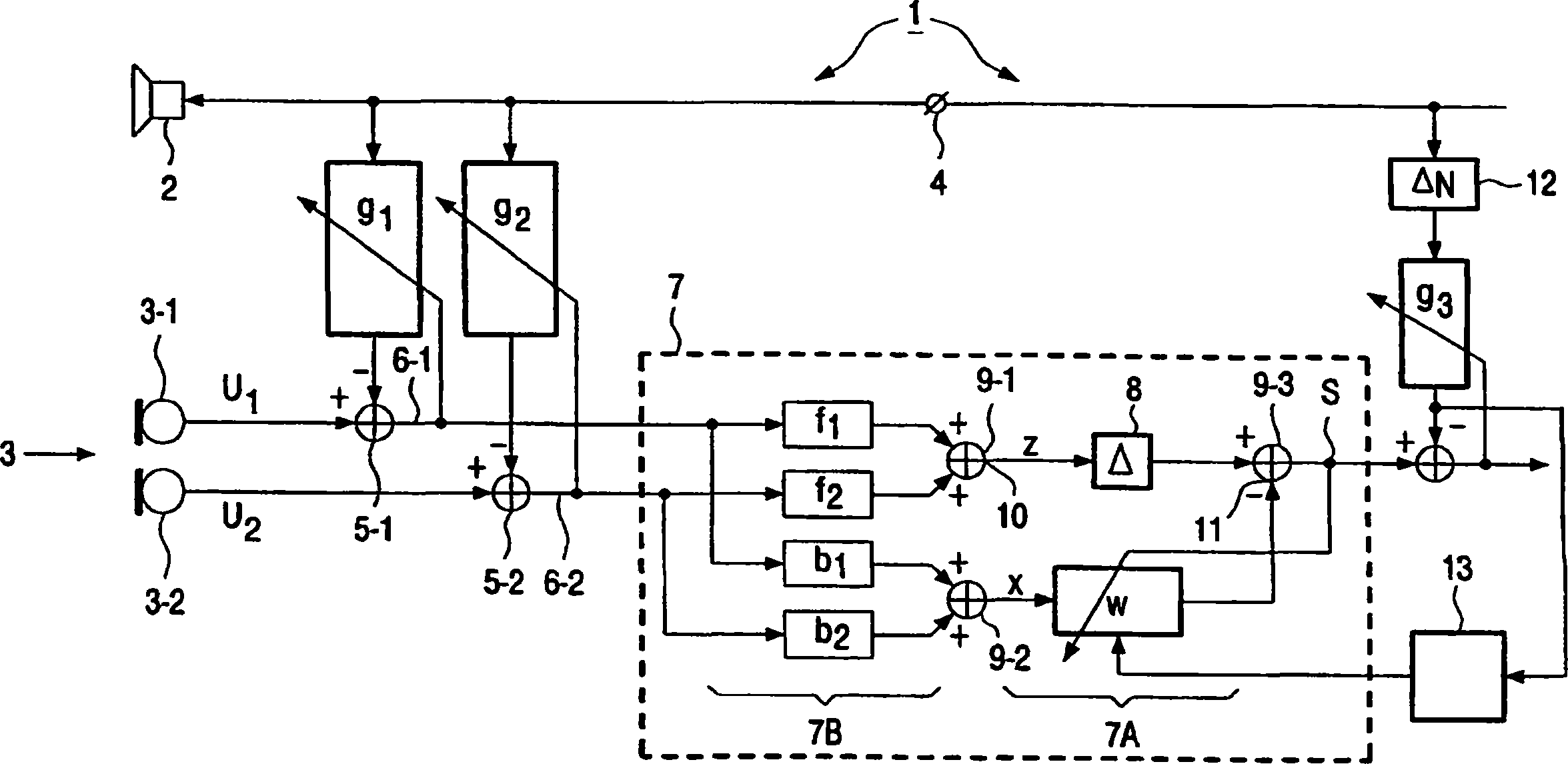 Audio system having reverberation reducing filter