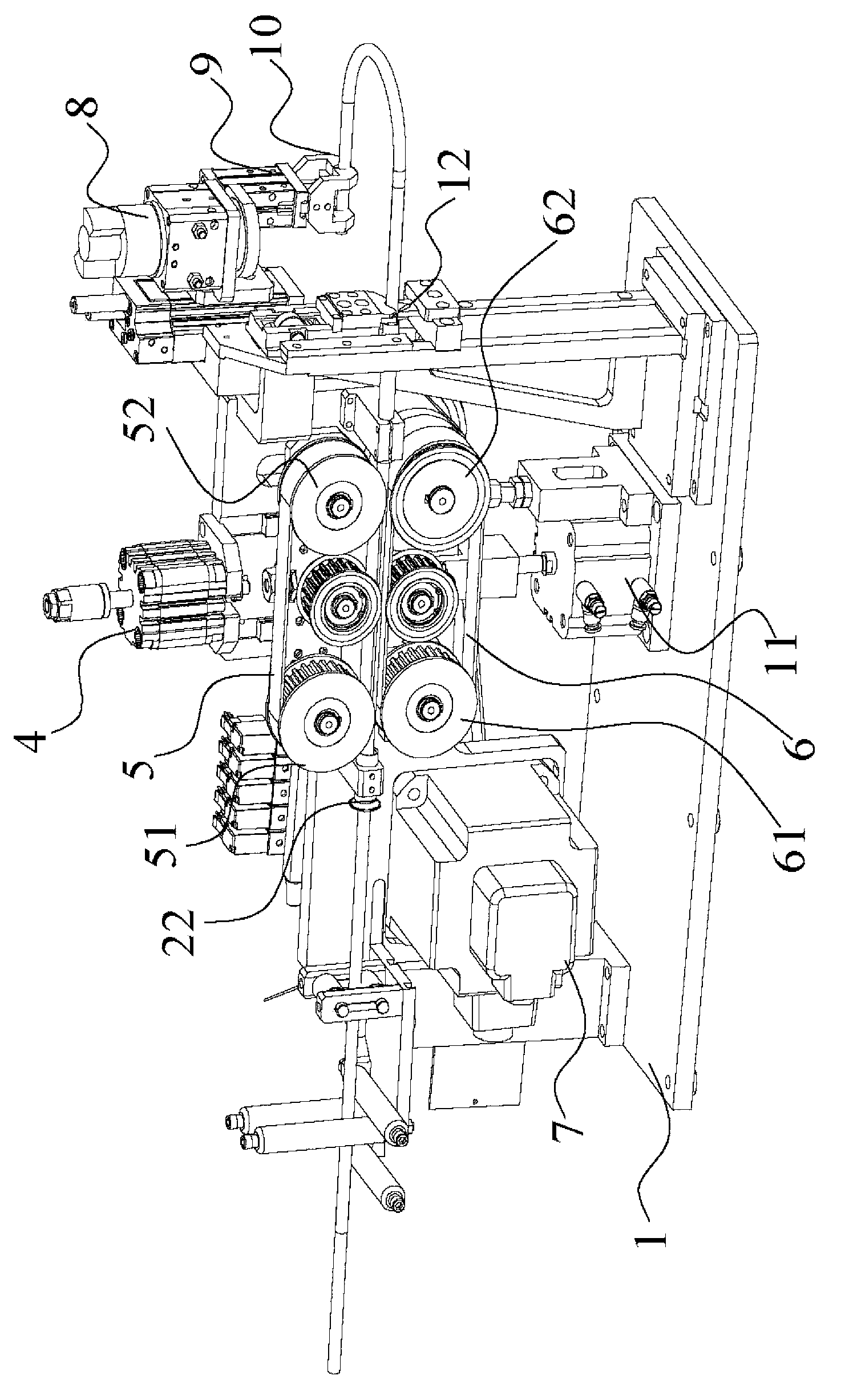 Cable feeding mechanism for three-core cable automatic terminal pressing machine