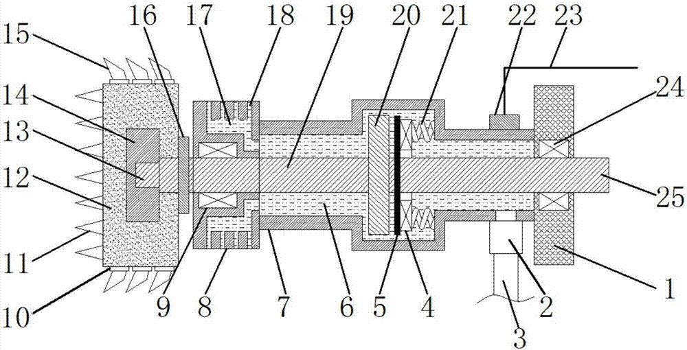 Electromagnetic braking type mining drilling tool with efficient dedusting and cooling functions