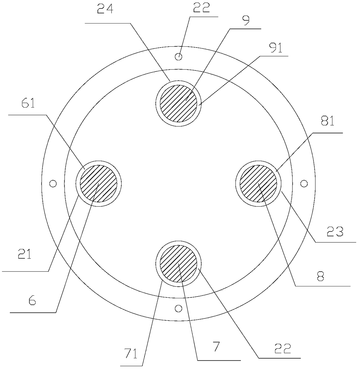 Multiple-point bearing pot type rubber support