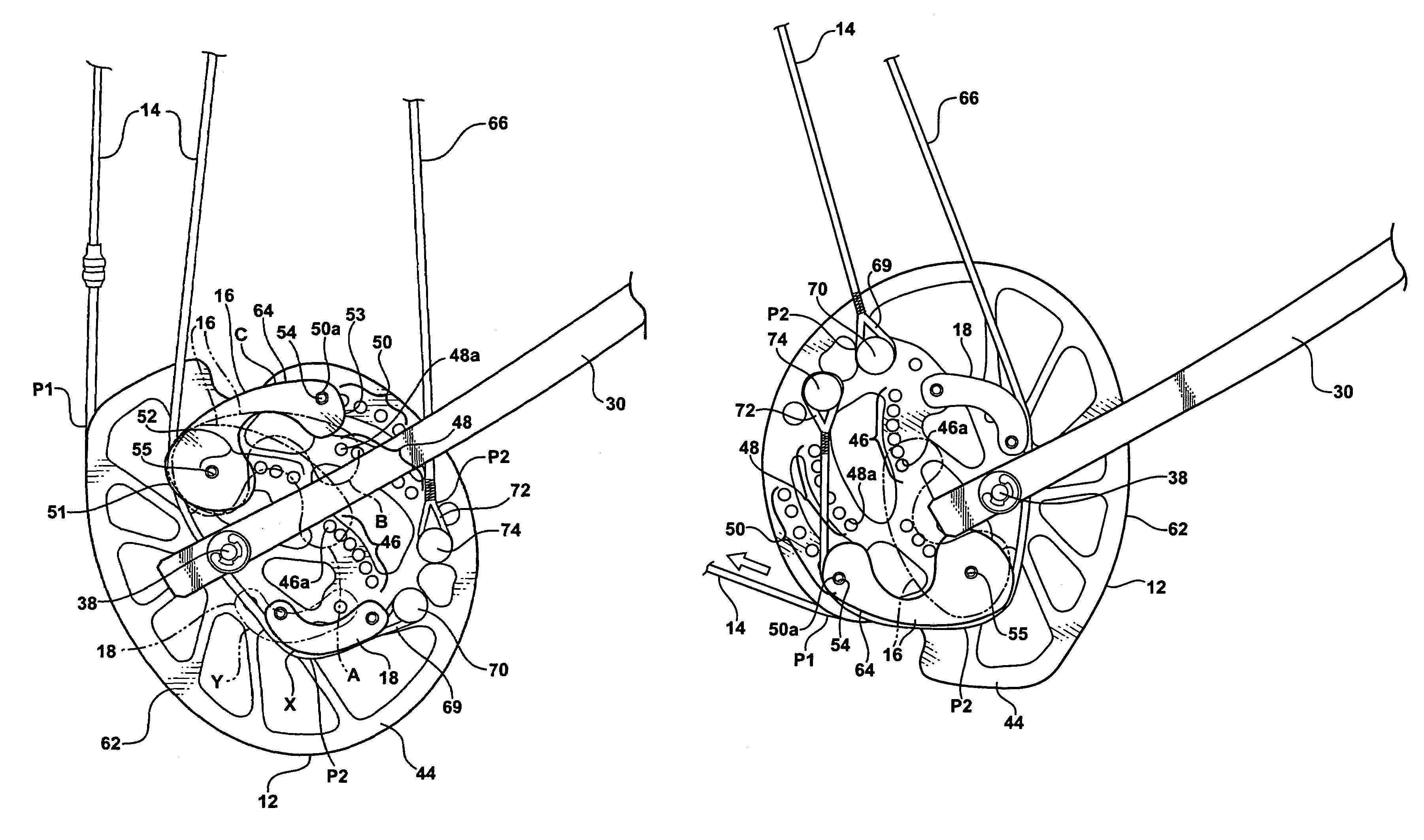 Archery bow and cam arrangement