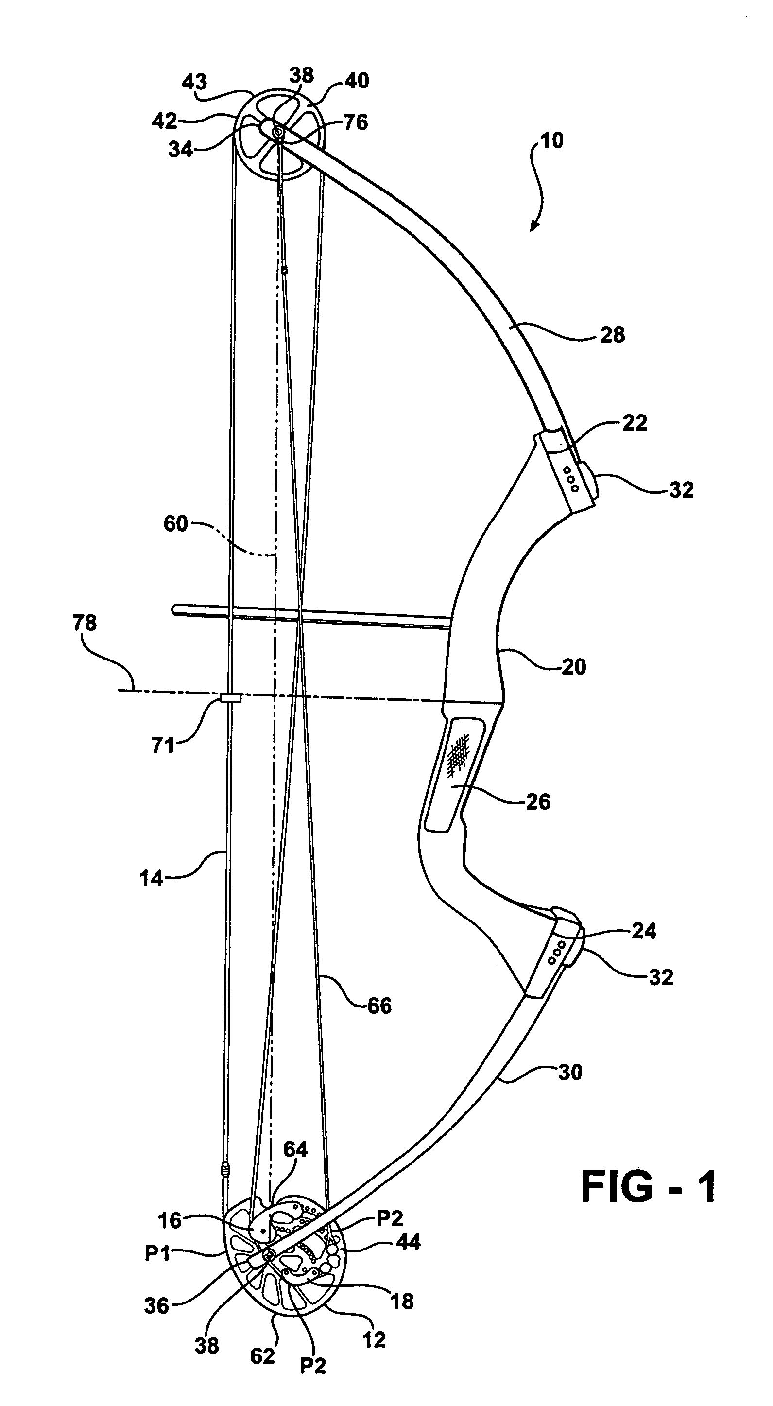 Archery bow and cam arrangement