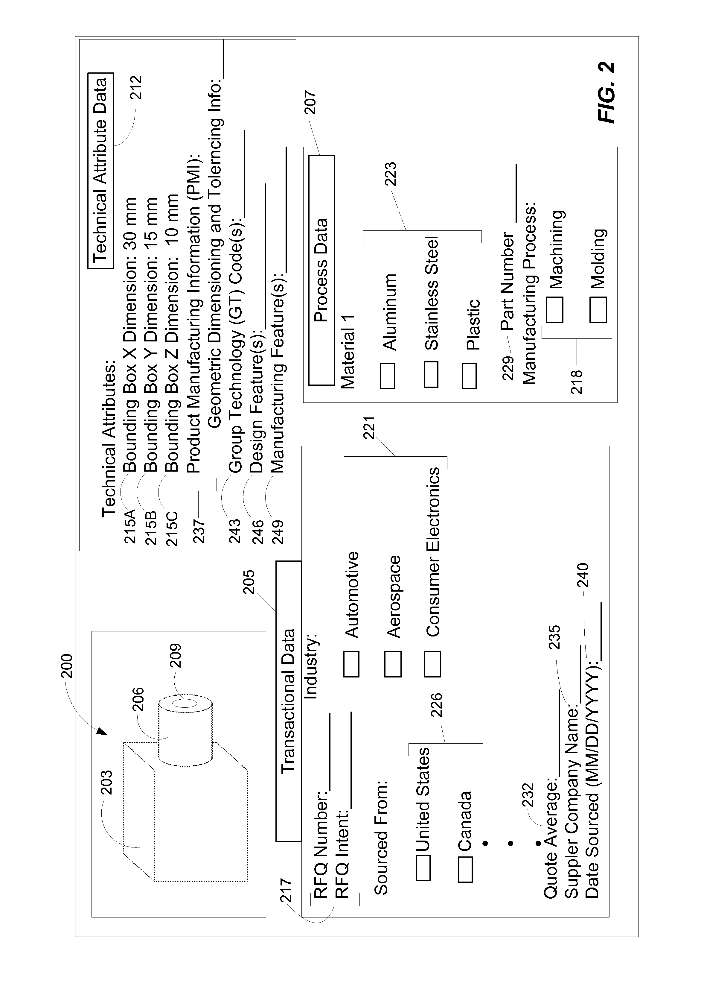 Computer system and method for providing real-world market-based information corresponding with a theoretical cad model and/or rfq/rfp data