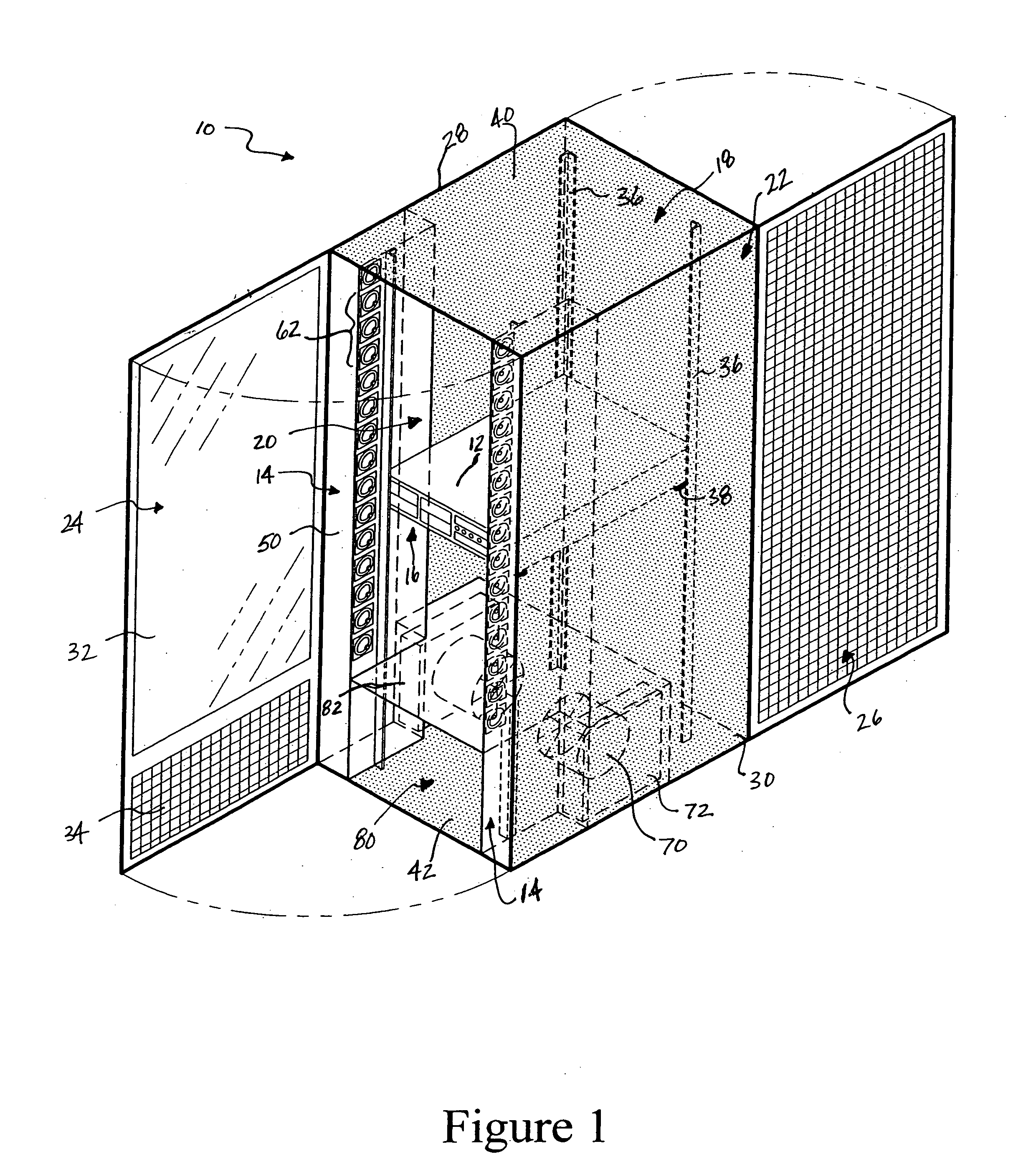 Cabinet for computer devices with air distribution device