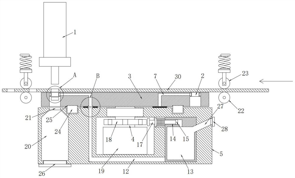 Punching die waste discharging mechanism and punching die thereof