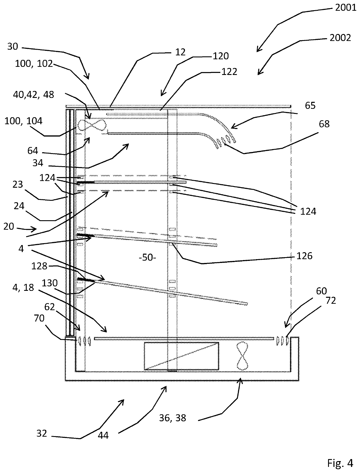 System comprising a display unit for storing and displaying food products, and multiple shelves, and method for storing and displaying refrigerated food products in a display unit