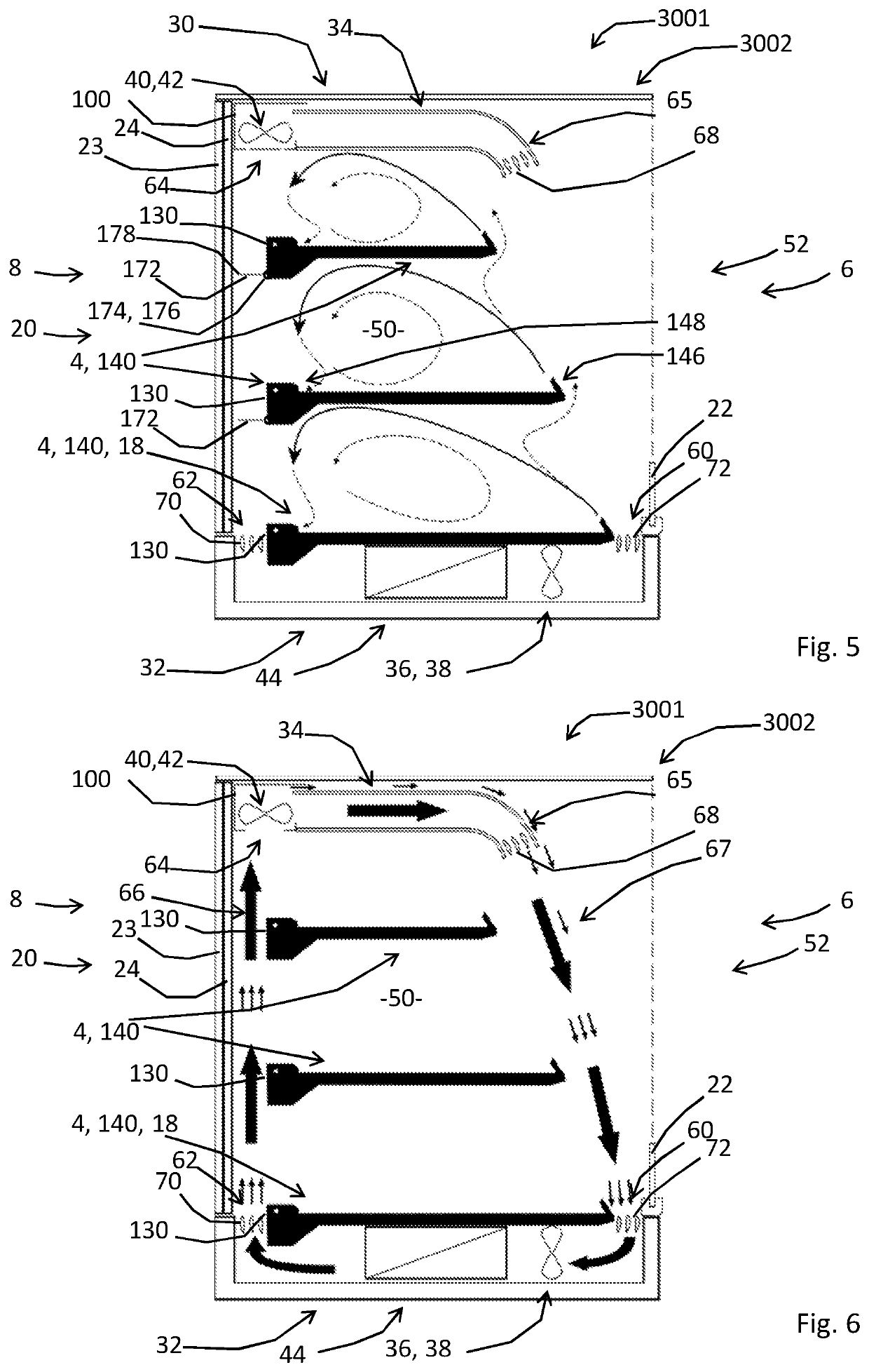 System comprising a display unit for storing and displaying food products, and multiple shelves, and method for storing and displaying refrigerated food products in a display unit