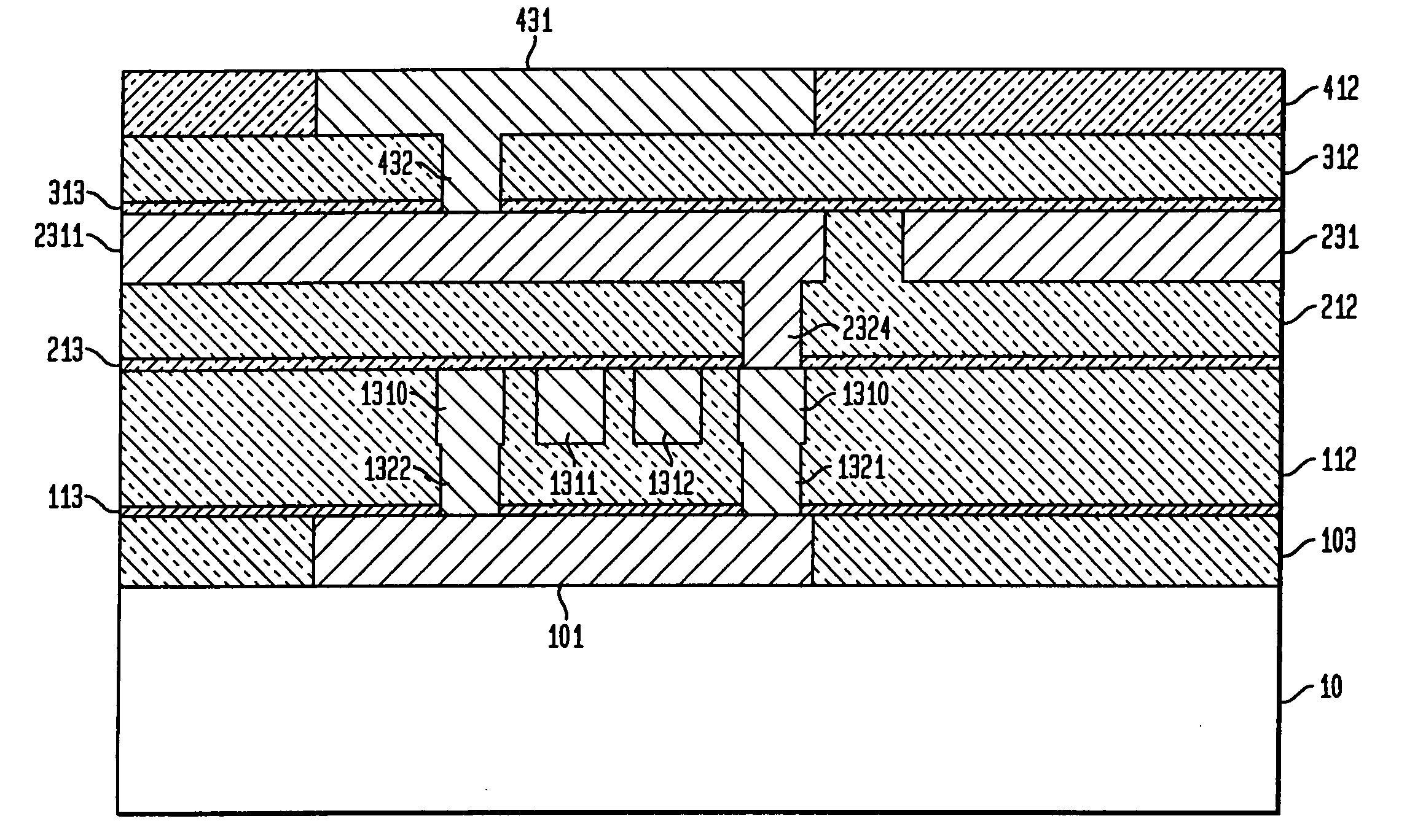 Stacked via-stud with improved reliability in copper metallurgy