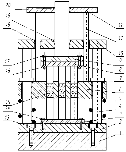 Bi-directional powder pressing forming device capable of demoulding automatically