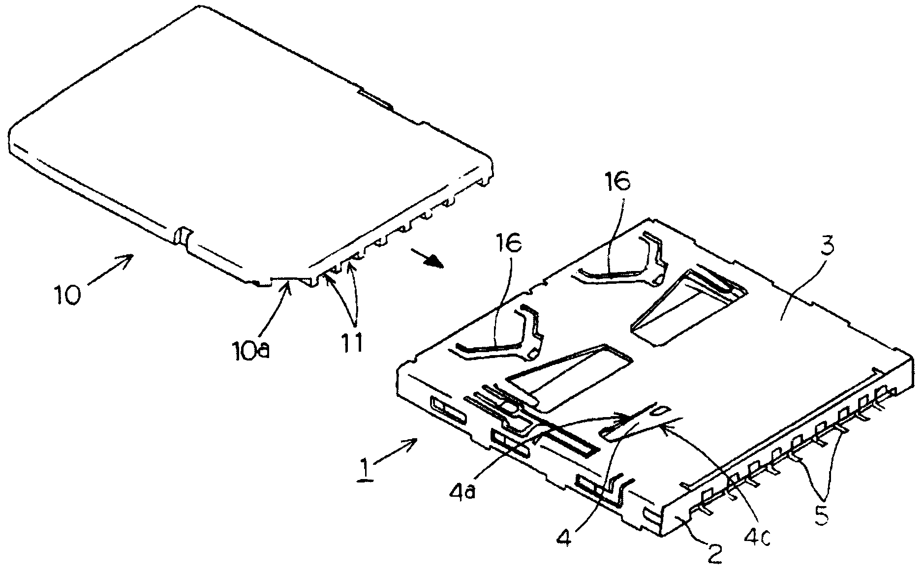 Connector for memory card