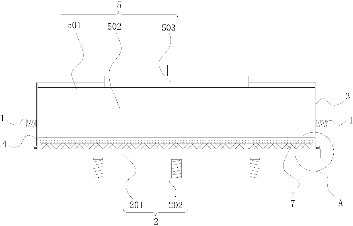 Upper-pressing-lower-sucking-type slurry injection structure of automatic plate production line