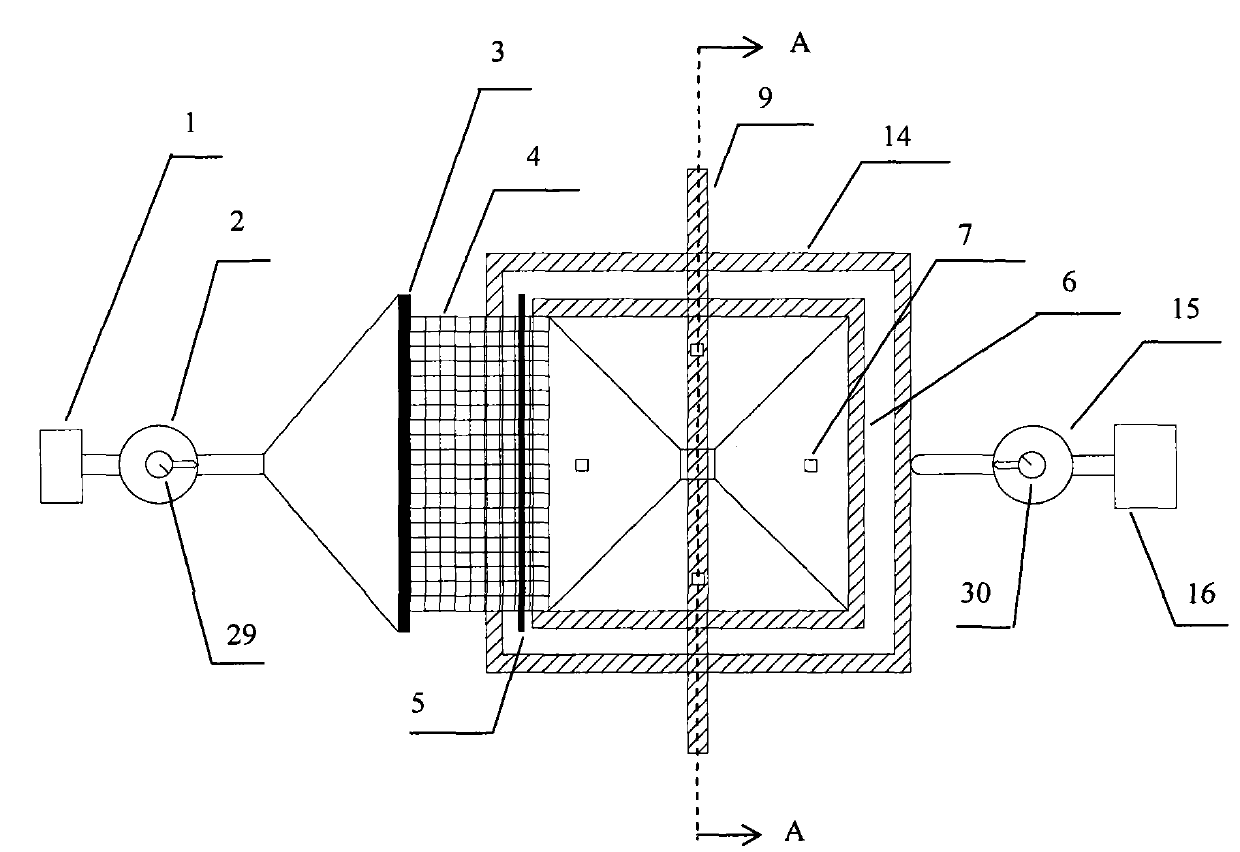 Drawing and shear testing device for geosynthetics