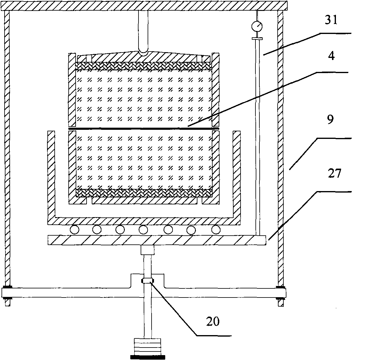 Drawing and shear testing device for geosynthetics