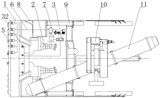 Hob-free hard rock tunneling machine for breaking rocks by utilizing laser and high-pressure blast jet flow