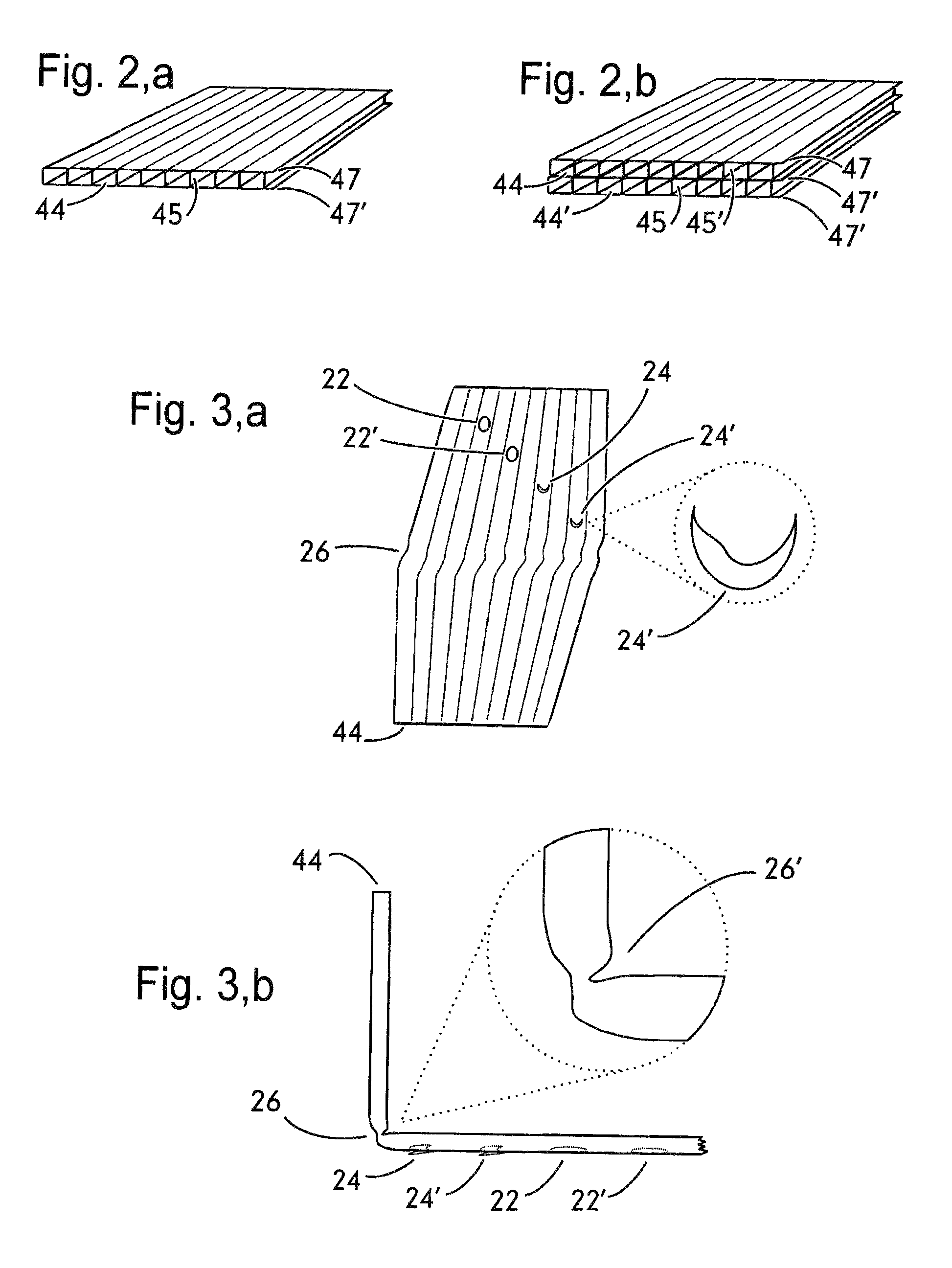 Stabilizing openings for corrugated plastic water craft floor