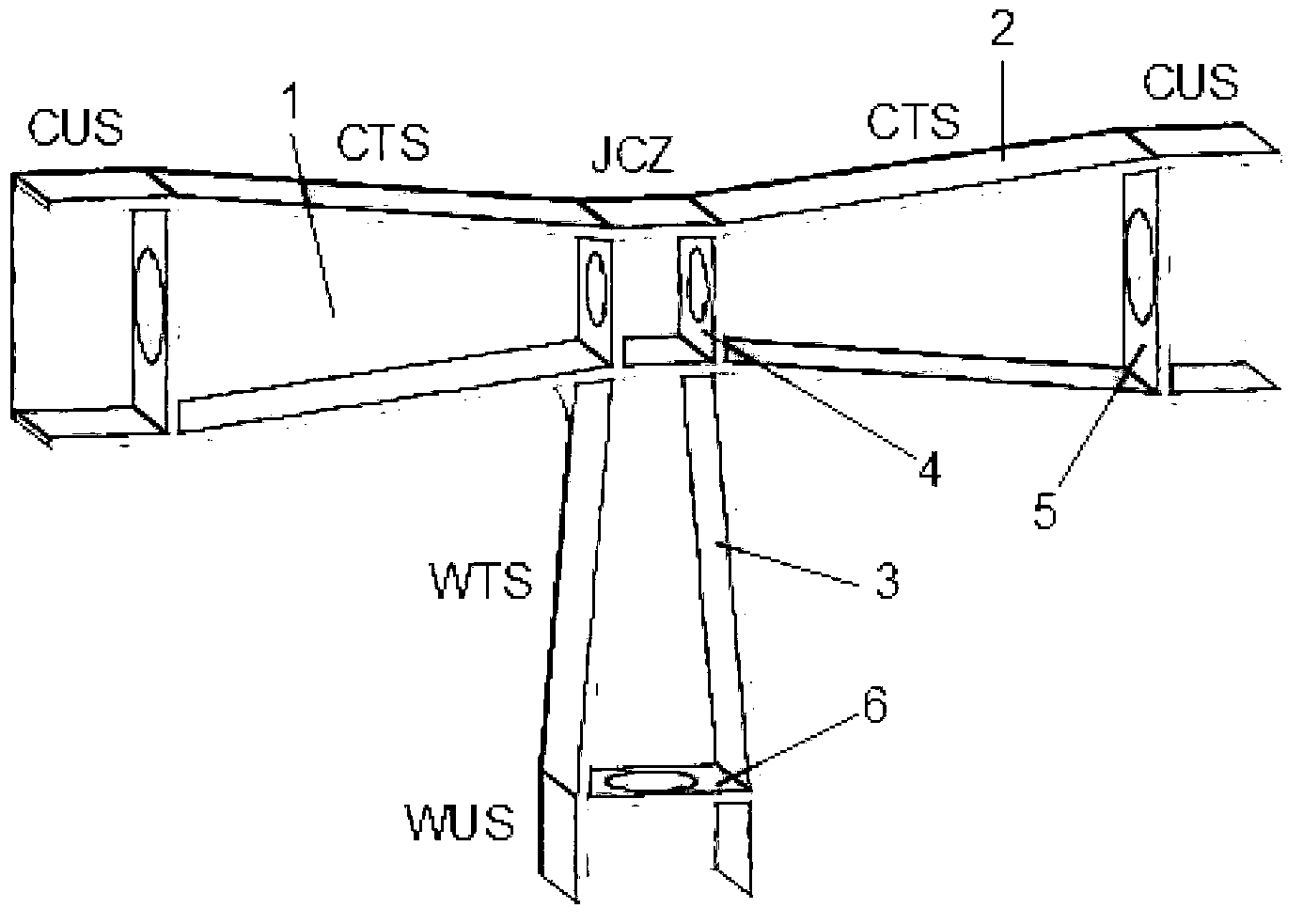 Structure construction and construction method of steel truss bow-tie type integrated node