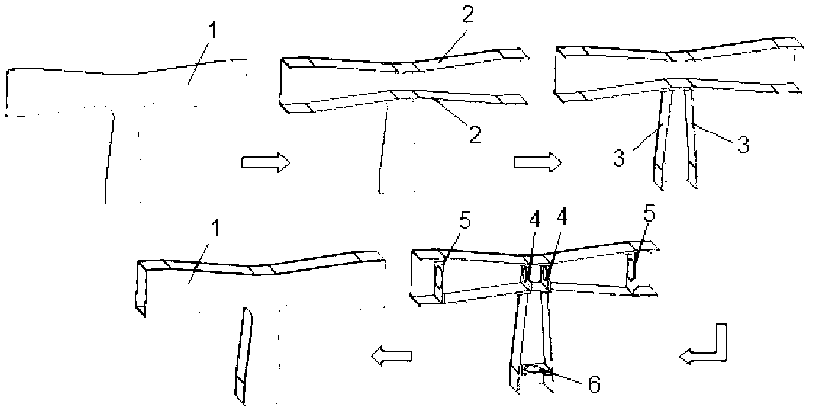 Structure construction and construction method of steel truss bow-tie type integrated node