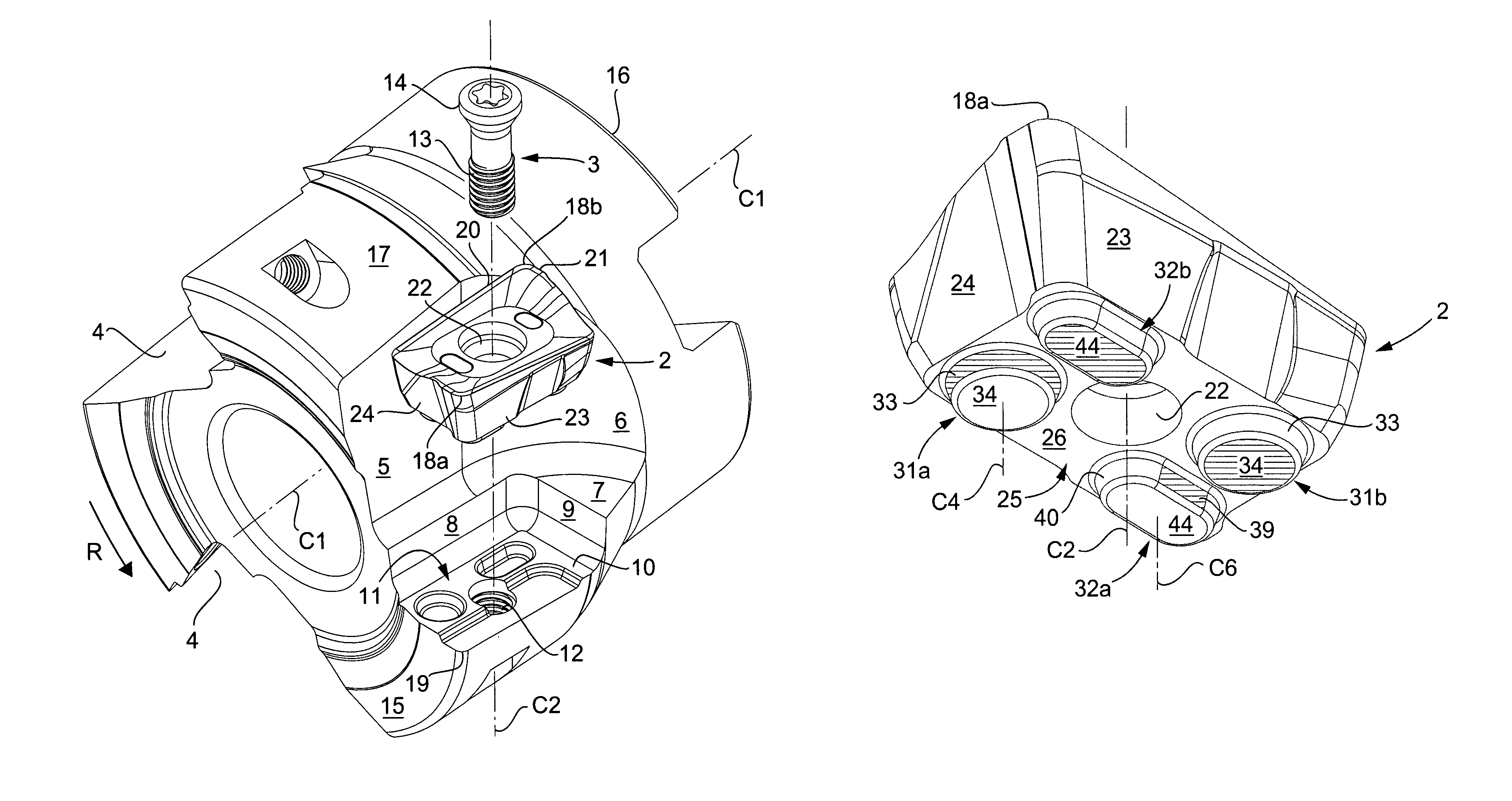 Tool and a cutting insert for chip removing machining