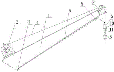 Lifting hook limiting structure of fuel pipe crane