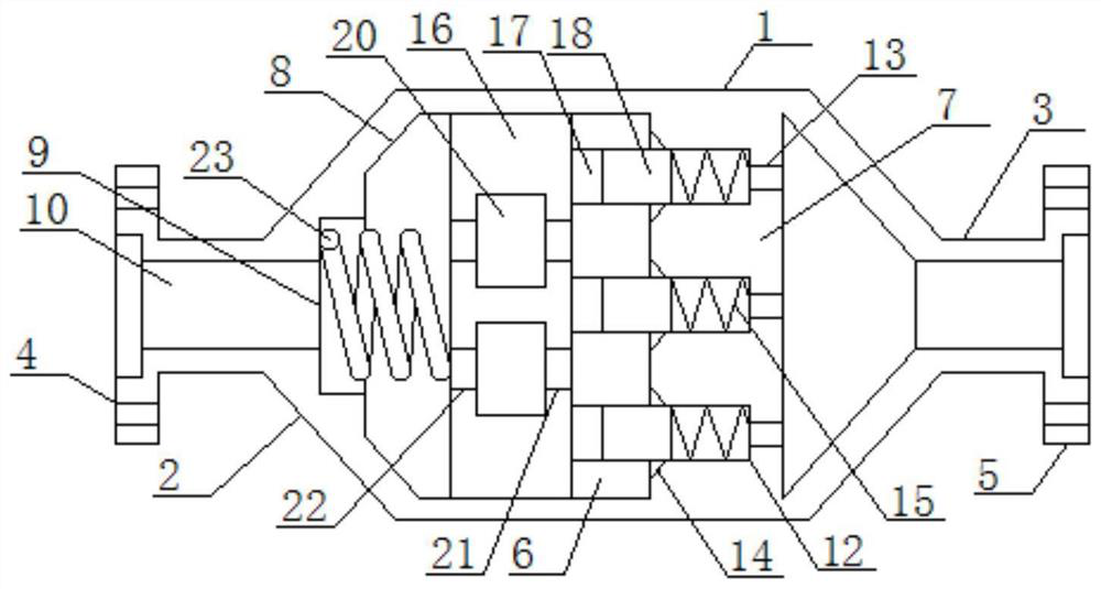 Pipeline water flow internal moving type buffer device