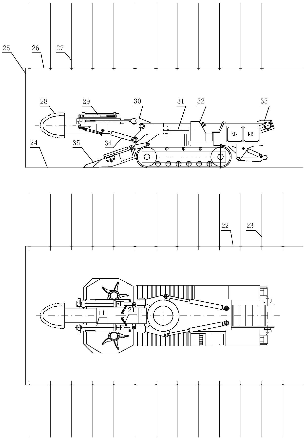 Boom-type roadheader mounted tunneling anchor-along drilling integrated drilling machine