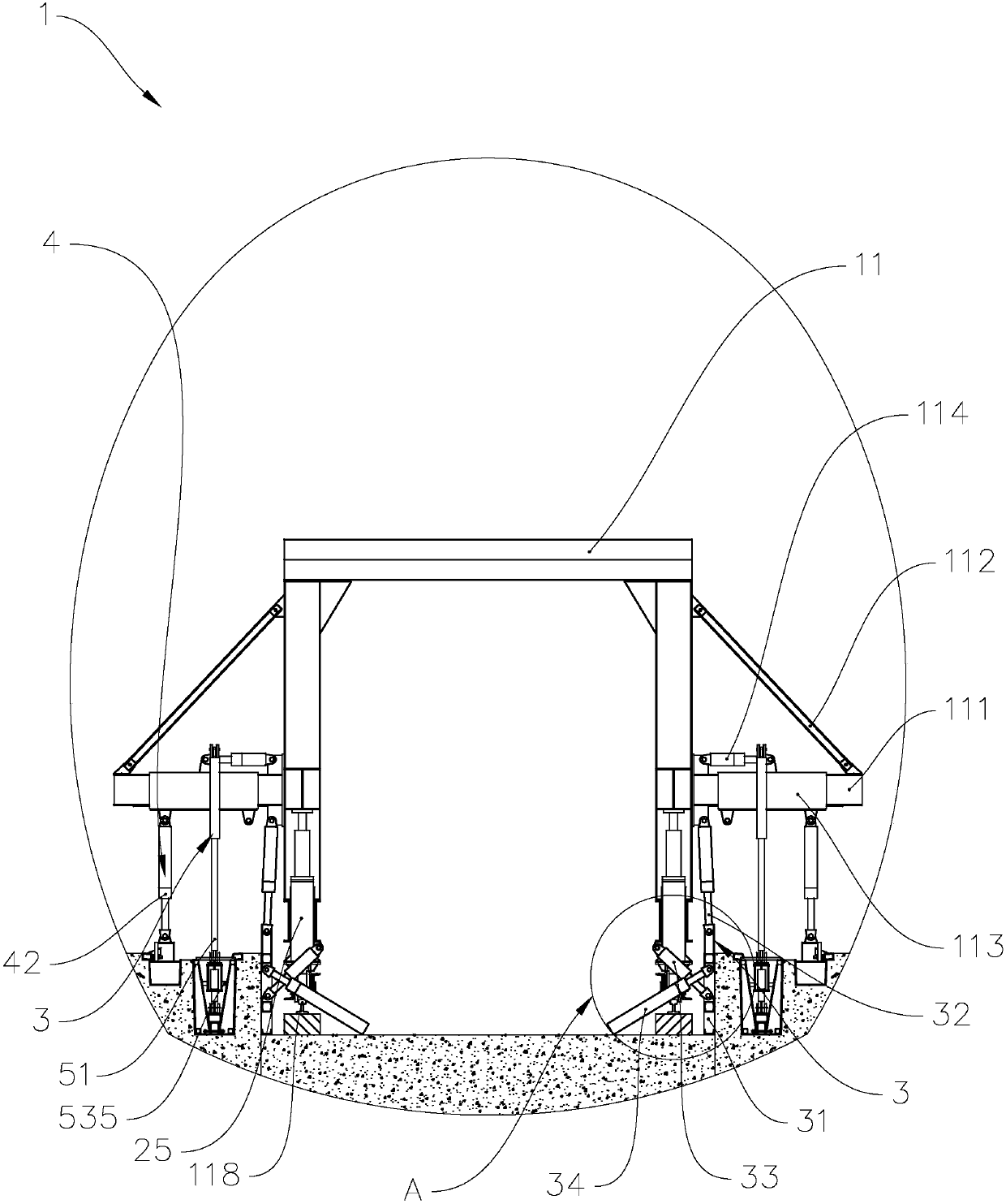 Formwork device and construction method for tunnel water ditch