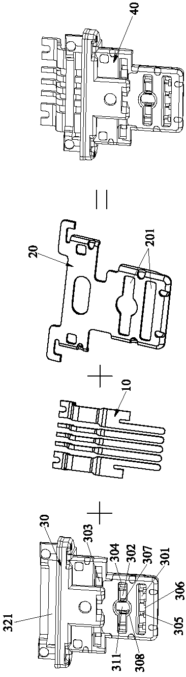 Two-shot molding process for Micro USB connector