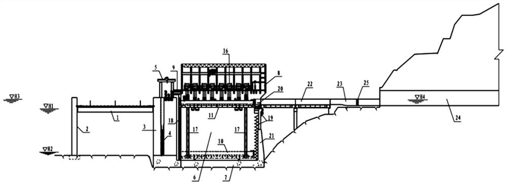 Dam-passing navigation arrangement structure of upstream launching type ship lift