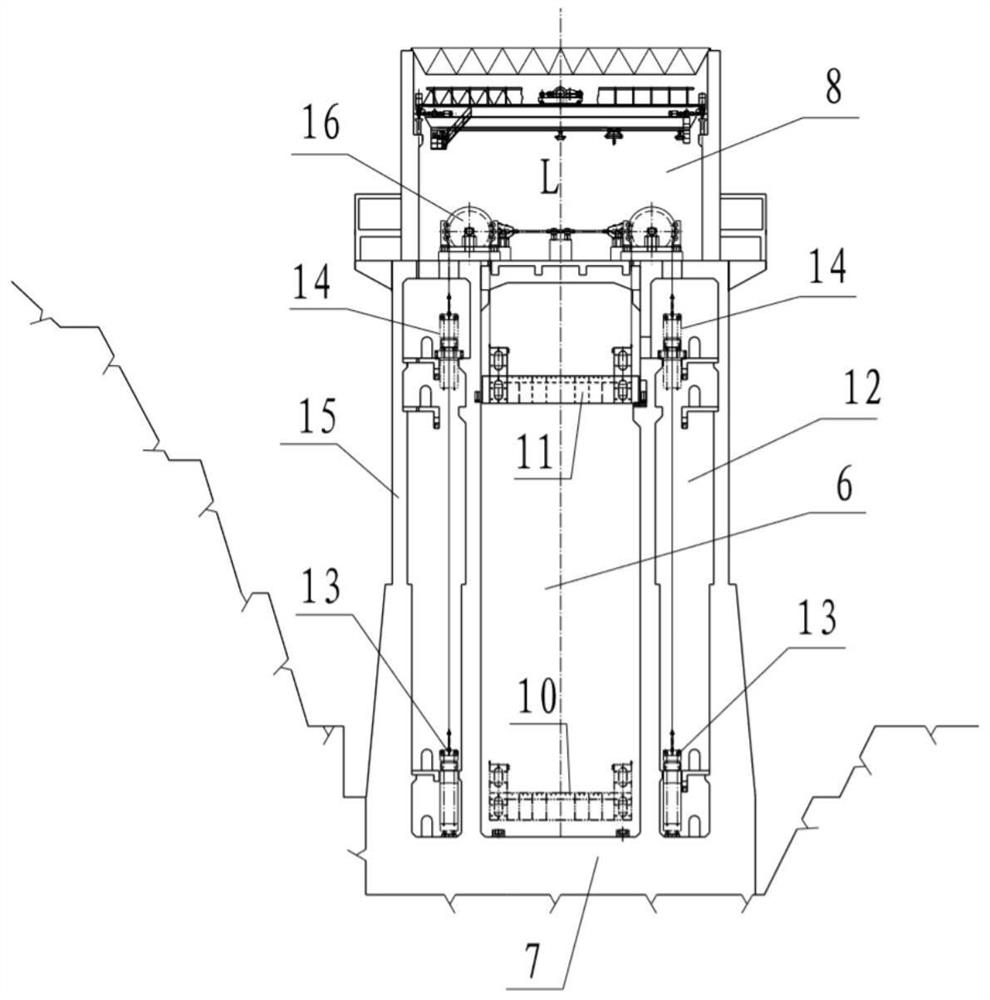 Dam-passing navigation arrangement structure of upstream launching type ship lift