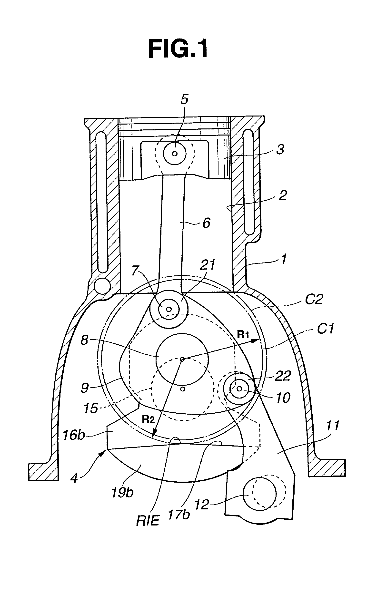 Crank mechanism of reciprocating internal combustion engine of multi-link type