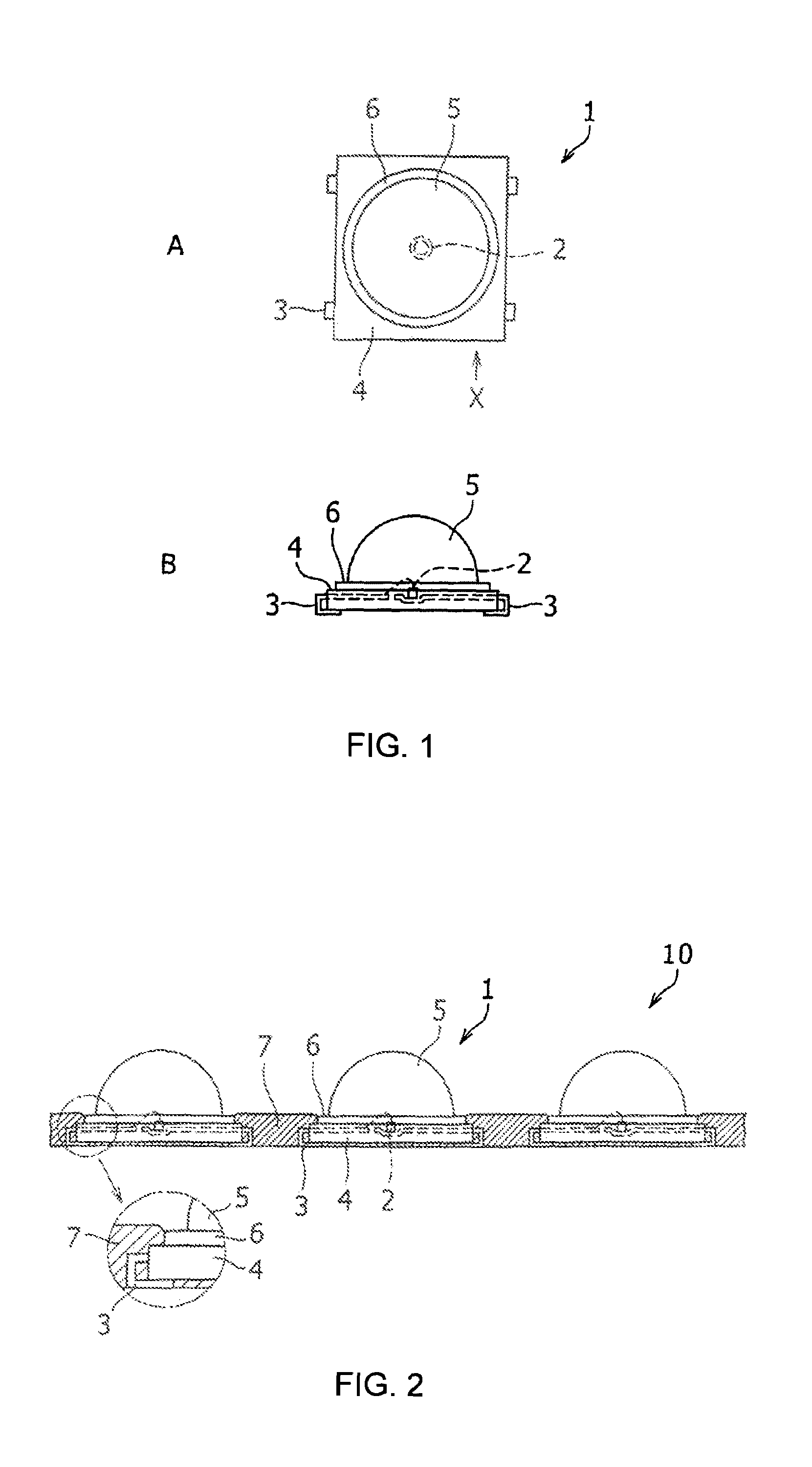 Light emitting diode with a step section between the base and the lens of the diode