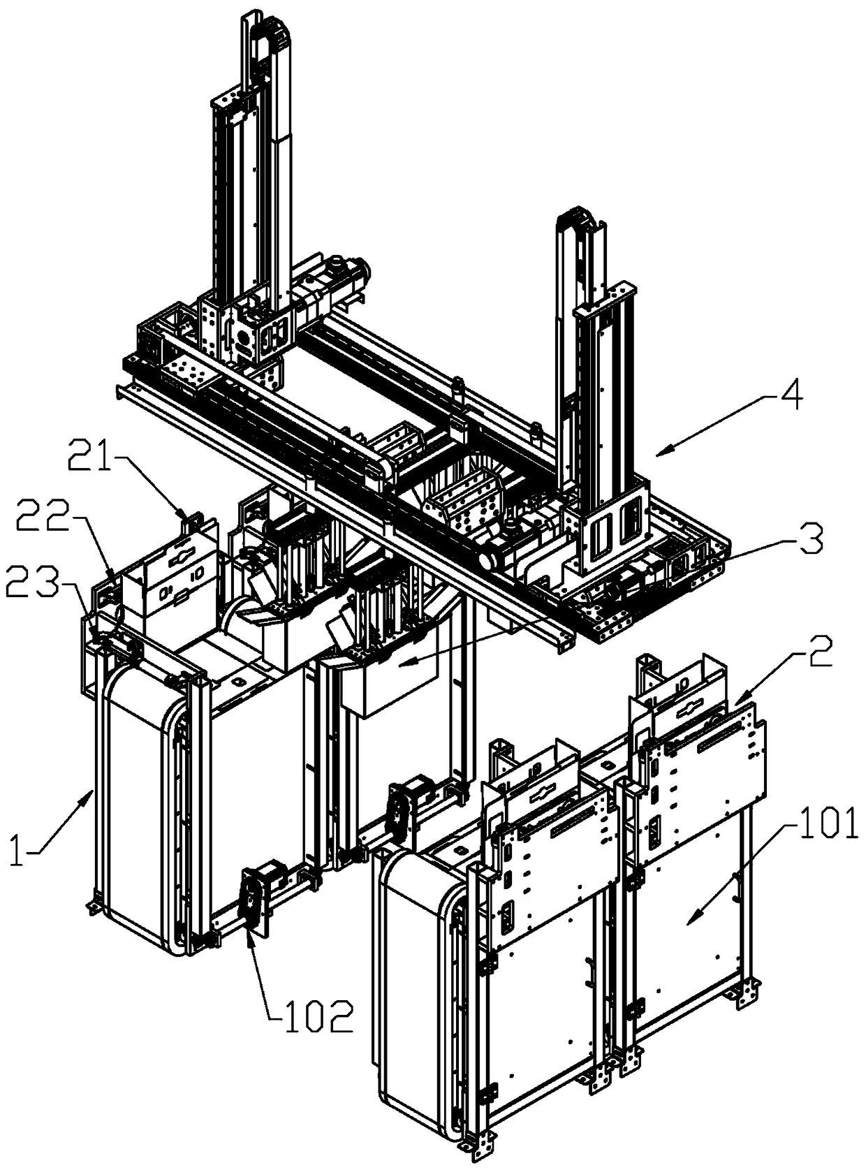 Box opening and conveying device