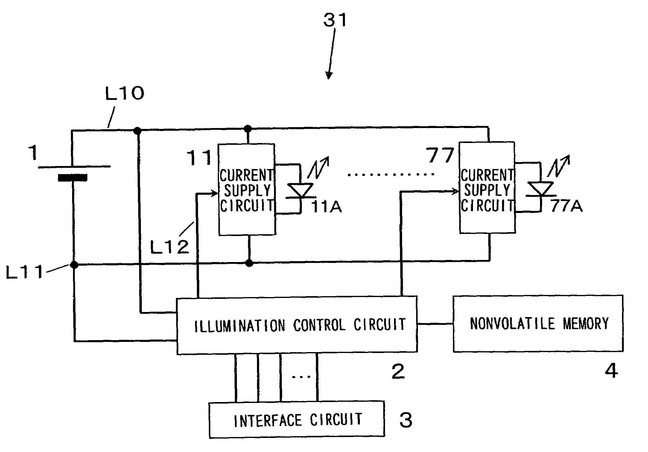 Illuminating device for photographing and camera